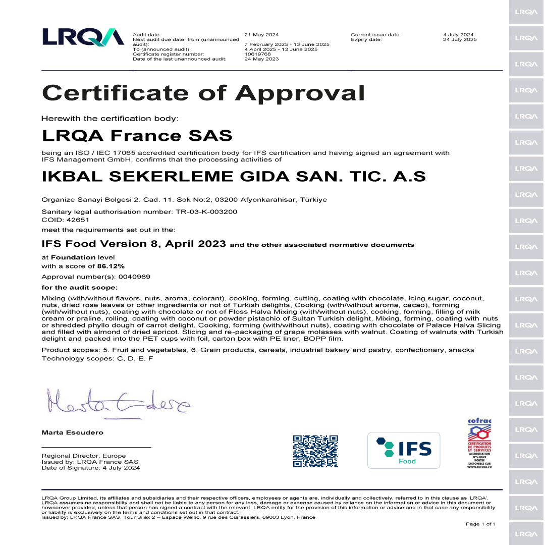LRQA Certificate of Approval - LRQA France SAS